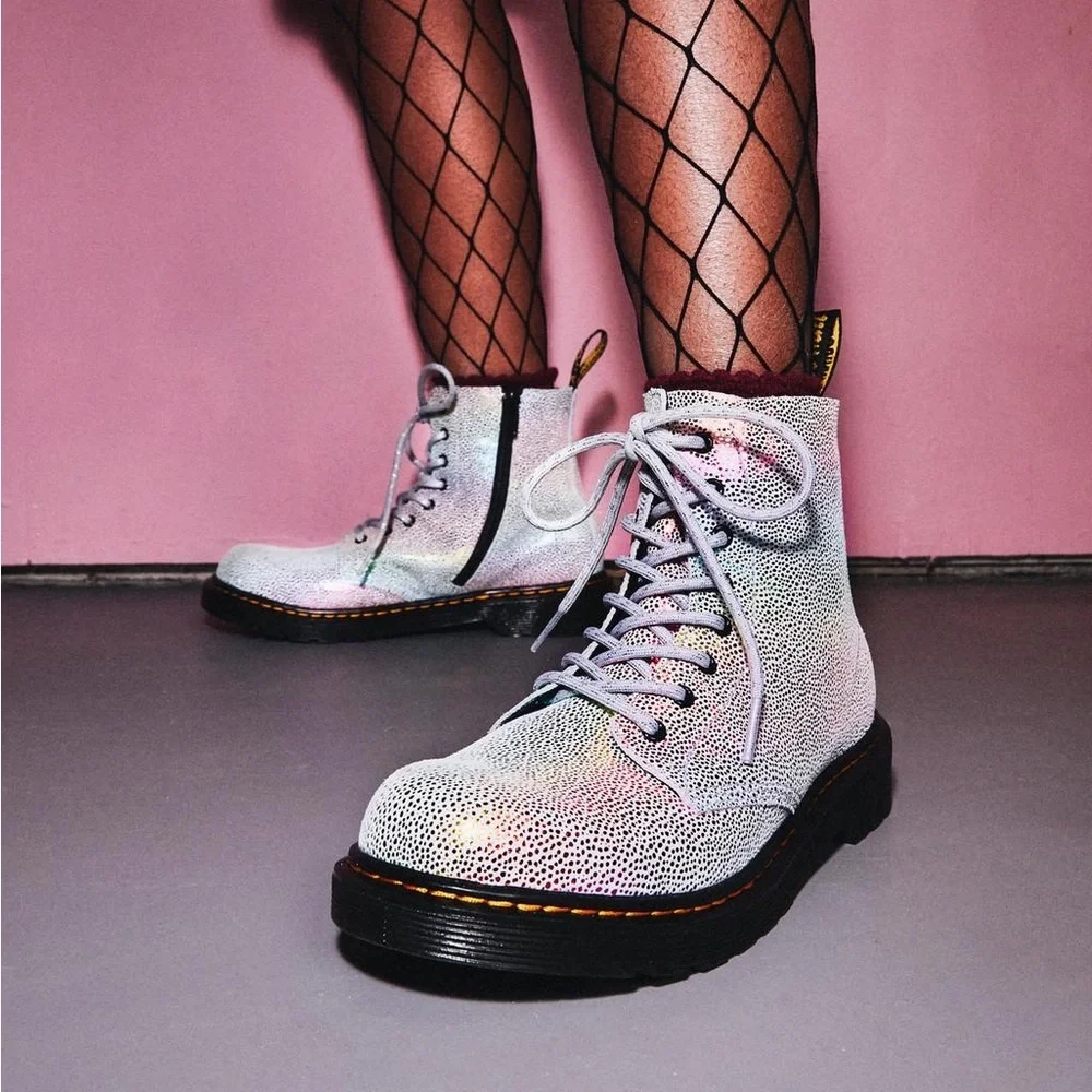 Dr.‎ Martens Youth 1460 Pascal Rainbow Iridescent Lace Up Boots Size 2 US